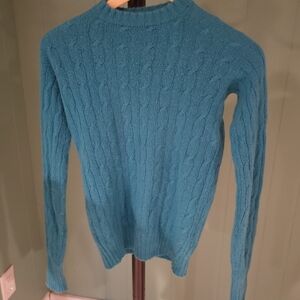 Vintage Cashmere, Scottish Teal Crew Neck Sweater, Small